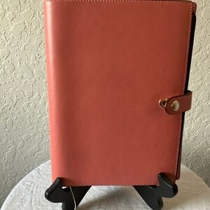 Coach: Taffy Colored (CF141) Leather Notebook- Gold tone